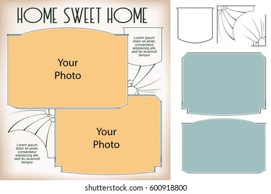 Vintage frame and element flower for labels, banner, sticker and other design. Floral Macro and Micrographic ornament. Plant elegant border for scrapbooking and other.