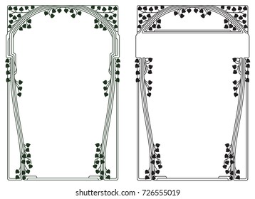 Vintage frame and element flower for labels, banner, sticker and other design. Plant elegant border.