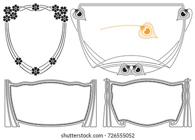 Vintage frame and element flower for labels, banner, sticker and other design. Plant elegant border.