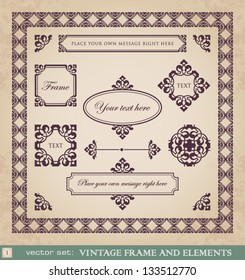 Vintage frame and elements set 1