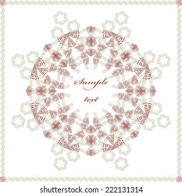 Vintage frame. Ethnic patterned background. Arabesque vector ornament
