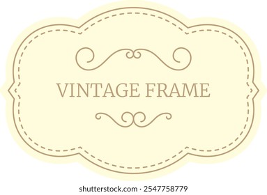 Der Vintage-Rahmen verfügt über elegante Wirbel und einen gepunkteten Rahmen, der ein klassisches und dekoratives Design auf cremefarbenem Hintergrund schafft, perfekt, um einen Hauch von zeitlosem Charme hinzuzufügen