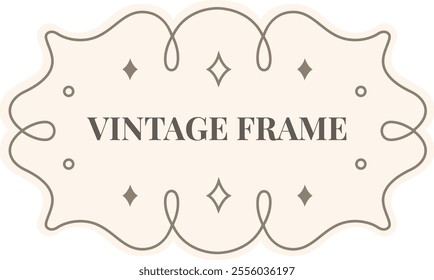 Vintage frame features elegant swirls, delicate dots, and sparkling diamonds, creating a sophisticated and timeless design on a soft beige background