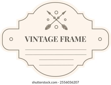 Vintage frame featuring crossed arrows and feathers, providing an elegant and classic touch to various design projects, from invitations to logos