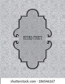 Vintage frame. Festive brocade retro background. Editable. Seamless vector pattern.