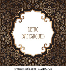 Vintage frame. Festive brocade retro background. Editable. Seamless vector pattern.