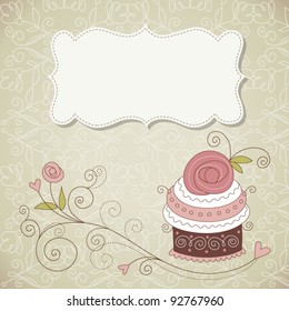 Vintage frame, floral background