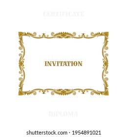 Vintage frame with floral design elements. Hand drawn retro style diploma, certificate and invitation luxury vector template. Part of set. 