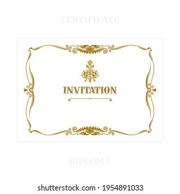 Marco vintage con elementos de diseño floral. Diploma de estilo retro dibujado a mano, certificado y plantilla de vectores de lujo de invitación. Parte del conjunto. 