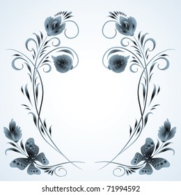 Vintage frame with floral elements and butterflies (eps8)