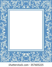 Vintage frame with floral elements and elegant ornament. Stylish frame can be used for wedding invitation, Valentine's greeting card, baby shower card and more designs.