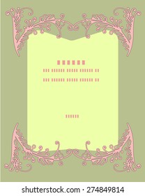 Vintage frame with floral elements hand drawn , vector illustration 

