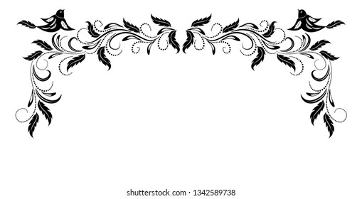 Vintage frame with floral ornament and pigeon birds for greeting card, invitation or greeting text.