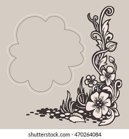 Vintage frame with floral pattern. Vector illustration