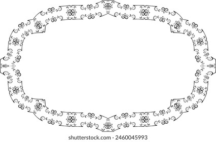 Marco de Antiguas Flor corona hoja Vector borde floral Horizontal Marco marcos de imagen Rama laurel silueta botánica negro Elementos decoración