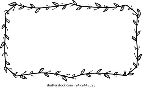 Vintage frame Flower wreath leaf vector floral border Horizontal Frame picture frames Branch laurel botanical silhouette black elements decoration