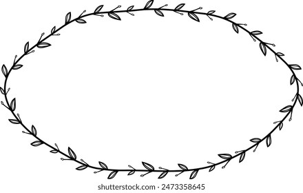 Vintage frame Flower wreath leaf vector floral border Horizontal Frame picture frames Branch laurel botanical silhouette black elements decoration