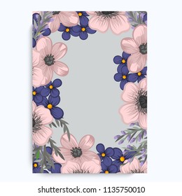 Vintage frame with flowers. Vector illustration