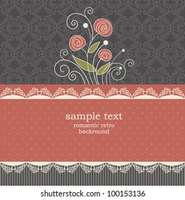 Marco vintage con flores , fondo vectorial retro