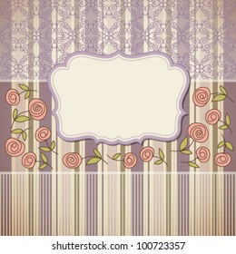 Vintage frame with flowers , vector retro background