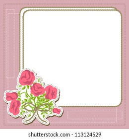 Vintage frame with flowers, vector retro background