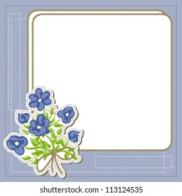 Vintage frame with flowers, vector retro background