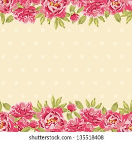 Vintage frame with flowers , vector retro background