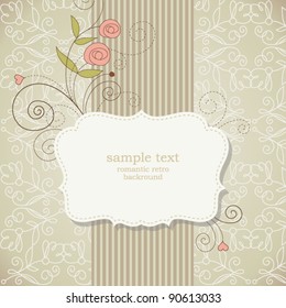 Vintage frame with flowers , vector retro background