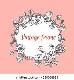 Vintage frame with flowers and vines