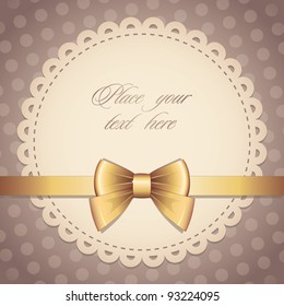 vintage frame with gold bow and brown background