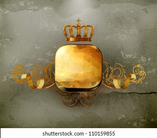 Vintage Frame gold crown, old-style vector