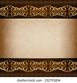 Vintage frame with gold ornament, the idea for the menu
