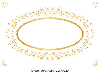 Vintage frame in gold. Symmetric inward. Vector Illustration