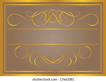 Vintage frame in gold. Symmetric inward. Vector Illustration