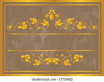 Vintage frame in gold. Symmetric inward. Vector Illustration