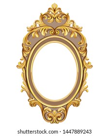 Vintage frame golden ornaments Vector watercolor. Baroque elegant decor. Victorian luxury craft