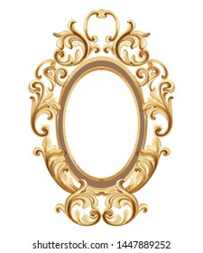 Vintage frame golden ornaments Vector watercolor. Baroque elegant decor. Victorian luxury craft