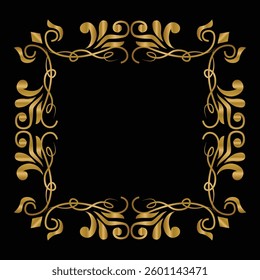 Vintage frame gradient gold square ornament design isolated
