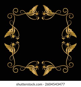 Vintage frame gradient gold square ornament design graphic