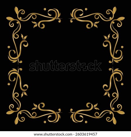 Vintage frame gradient gold square ornament design art