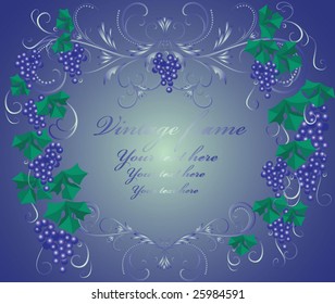 Vintage frame with grapes