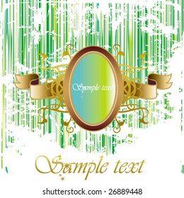 vintage frame in the green striped background