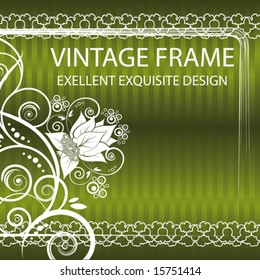 Vintage frame Green and white