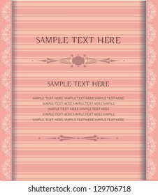 Vintage frame for greeting card,invitation card, romantic stile, luxury postcard, old paper,pink