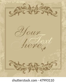 Vintage frame with grunge background. Vector illustration.