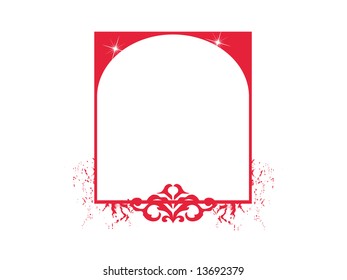 marco vintage con elementos gruesos y estrellas en rojo, ilustración