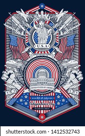 vintage frame happy fourth of july independence day of united states of america
