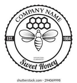 Vintage frame with Honey label template Vector Illustration