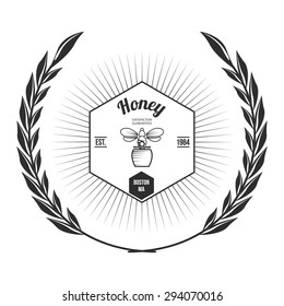 Vintage frame with Honey label template Vector Illustration