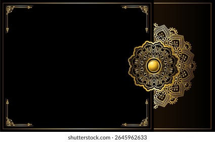 vintage frame invitation card design with mandala ornament